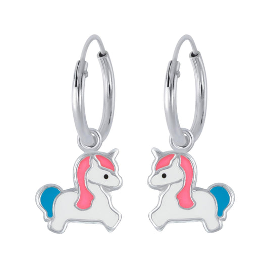 Mädchen Creolen Einhorn aus 925 Silber