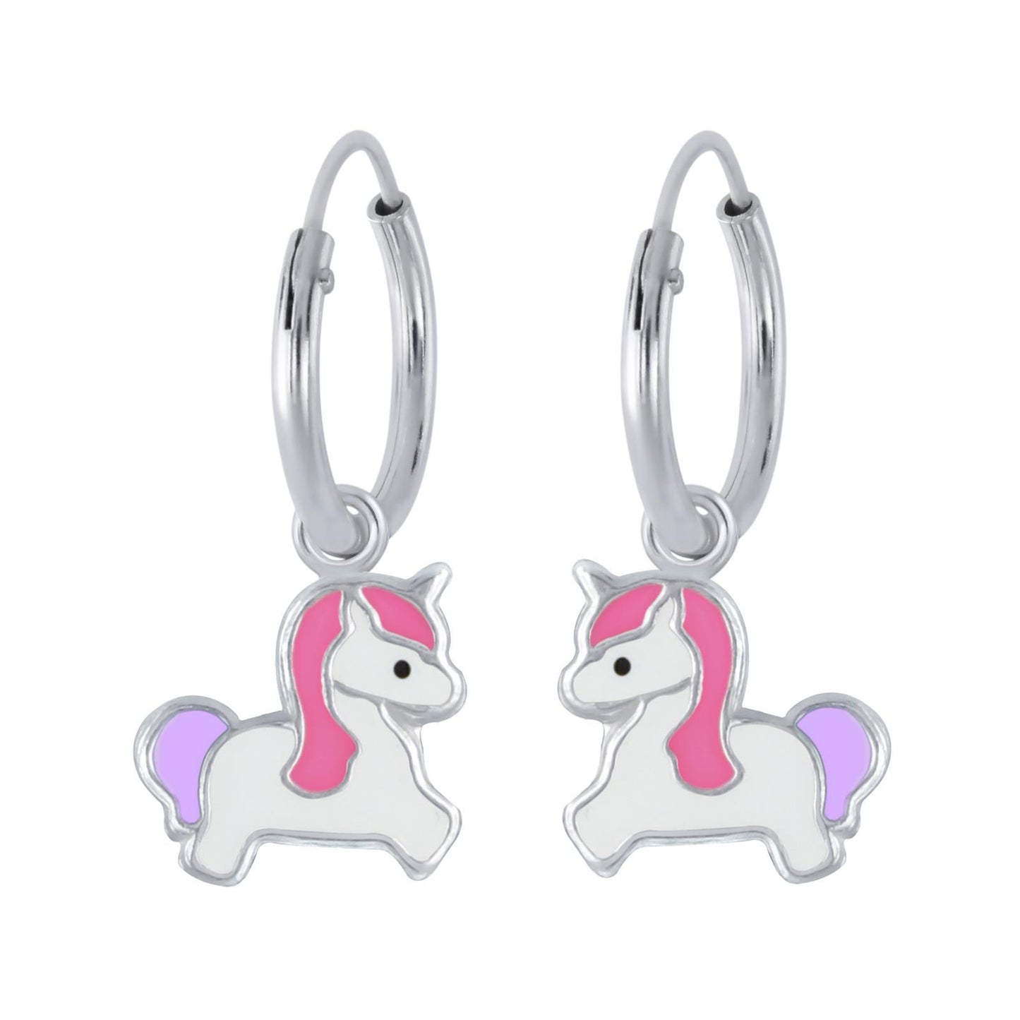 Mädchen Creolen Einhorn aus 925 Silber