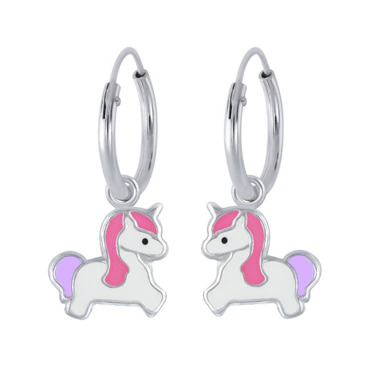 Mädchen Creolen Einhorn aus 925 Silber