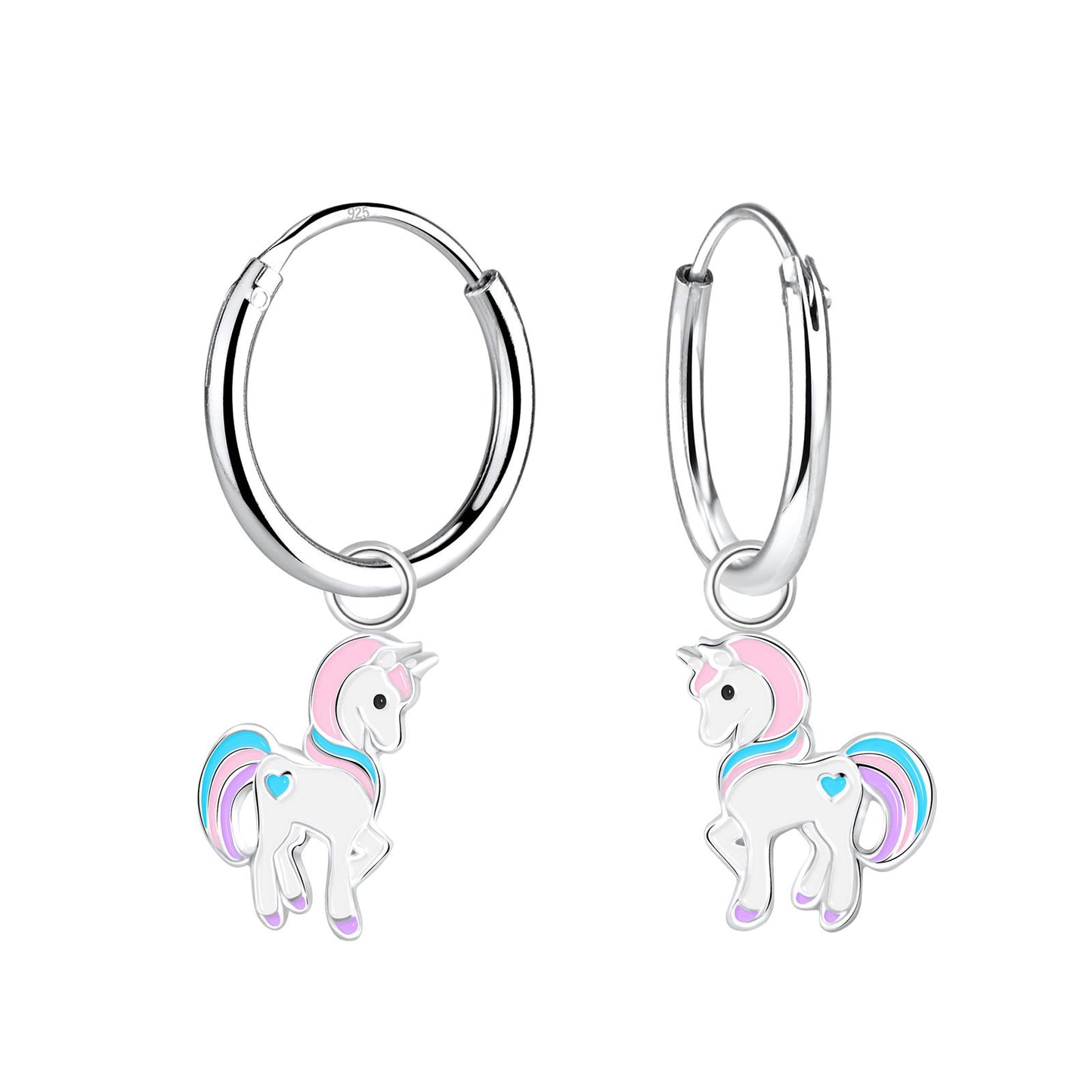 Mädchen Creolen Einhorn aus 925 Silber