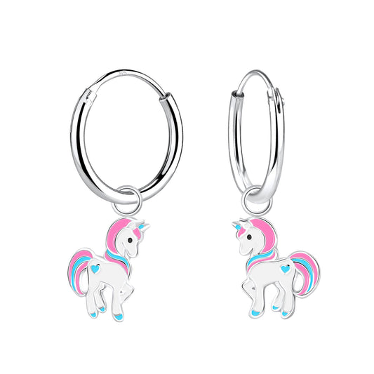 Mädchen Creolen Einhorn aus 925 Silber