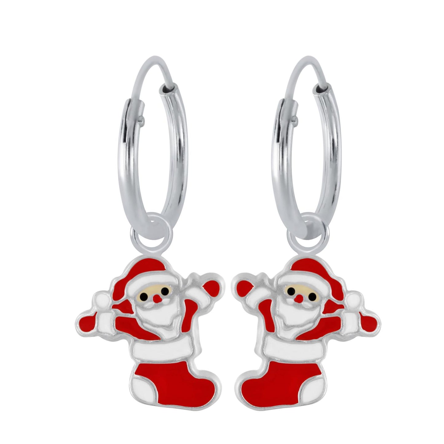 Kinder Creolen Weihnachtsmann aus 925 Silber