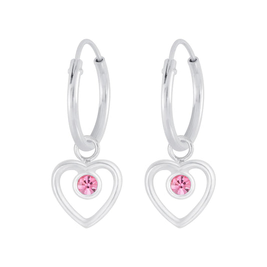 Mädchen Creolen Herz Kristall aus 925 Silber