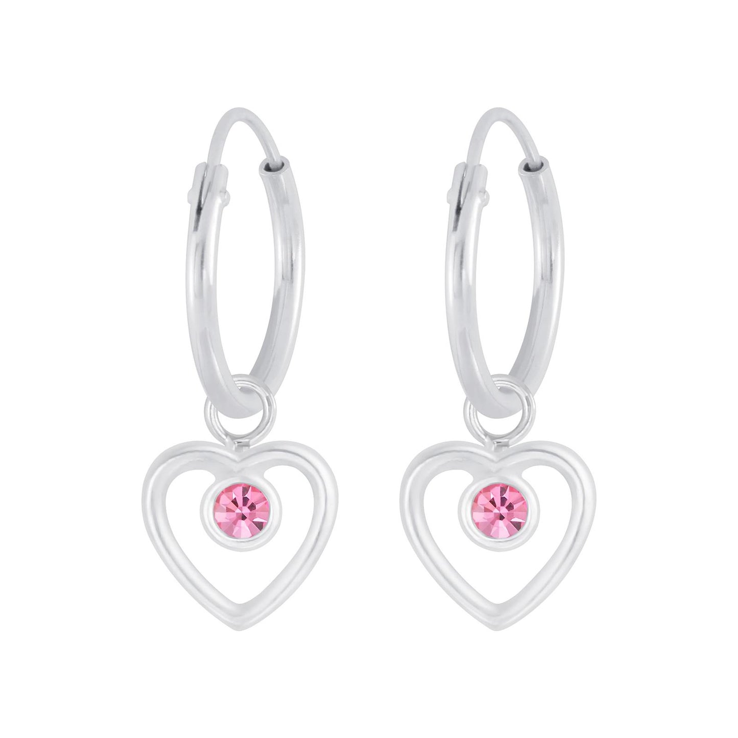 Mädchen Creolen Herz Kristall aus 925 Silber