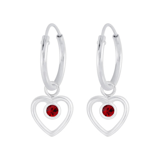 Mädchen Creolen Herz Kristall aus 925 Silber