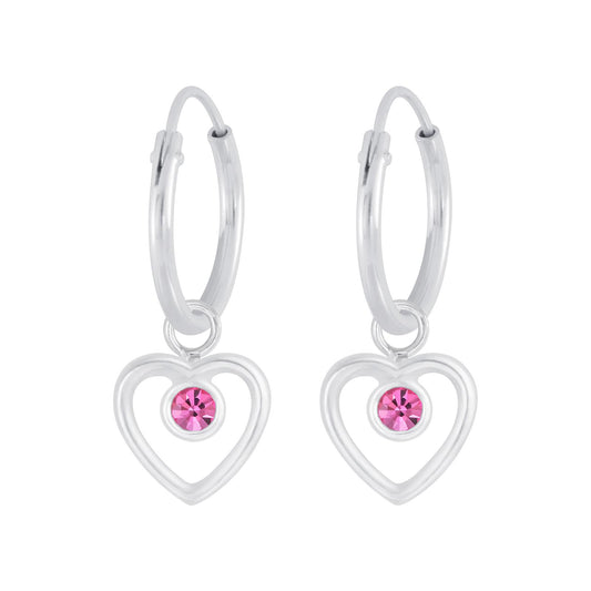 Mädchen Creolen Herz Kristall aus 925 Silber