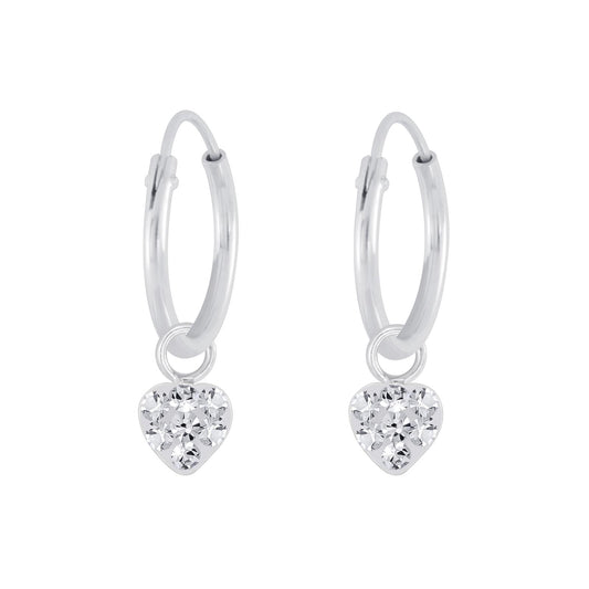 Mädchen Creolen Herz Kristall aus 925 Silber