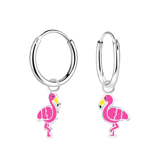 Kinder Creolen Flamingo aus 925 Silber