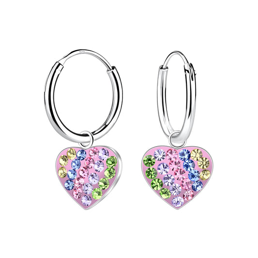 Mädchen Creolen Herz Kristall aus 925 Silber