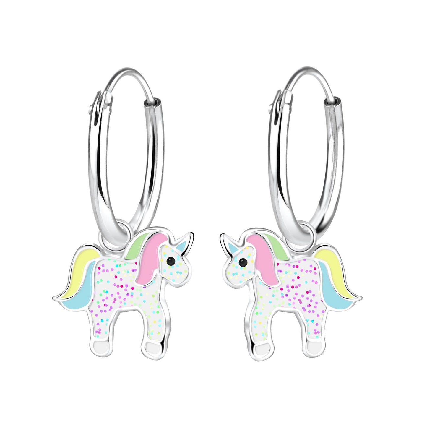 Mädchen Creolen Einhorn aus 925 Silber