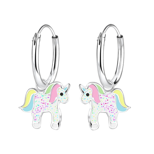 Mädchen Creolen Einhorn aus 925 Silber