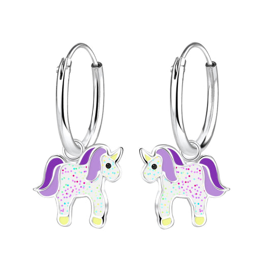 Mädchen Creolen Einhorn aus 925 Silber