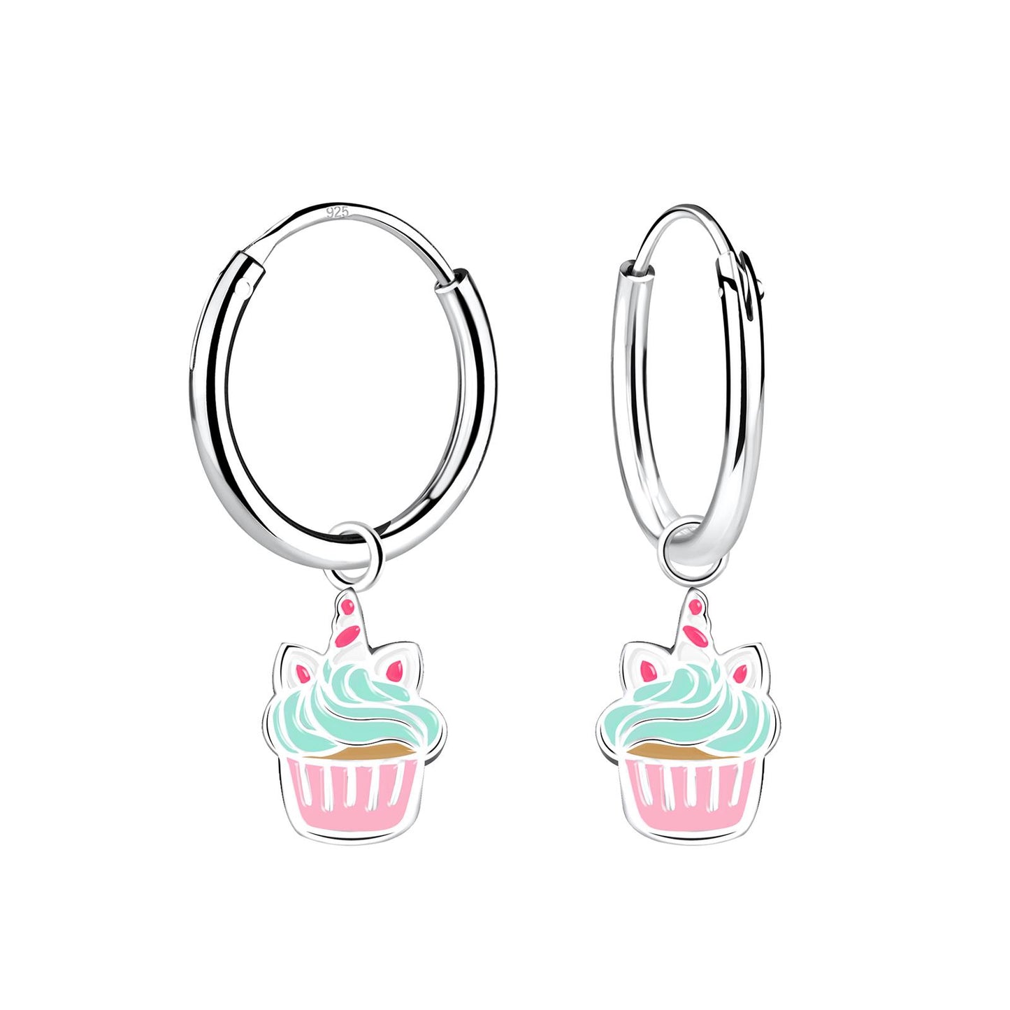 Kinder Creolen Cupcake aus 925 Silber