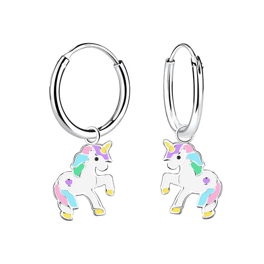 Mädchen Creolen Einhorn aus 925 Silber