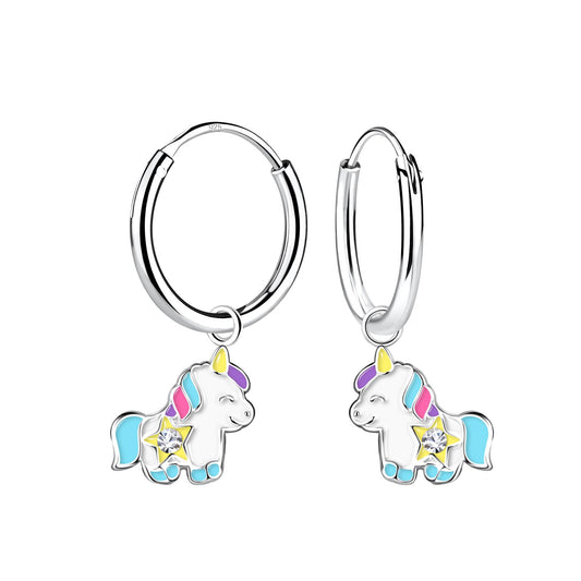 Mädchen Creolen Einhorn aus 925 Silber