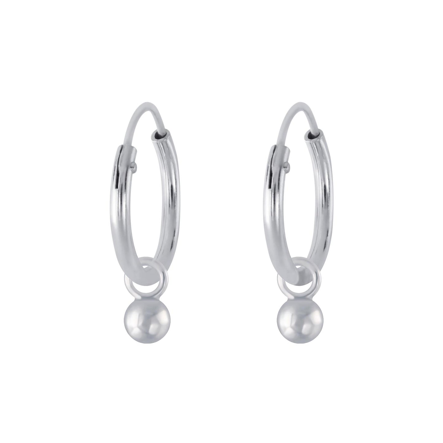 Kinder Creolen 3mm Ball Charm aus 925 Silber