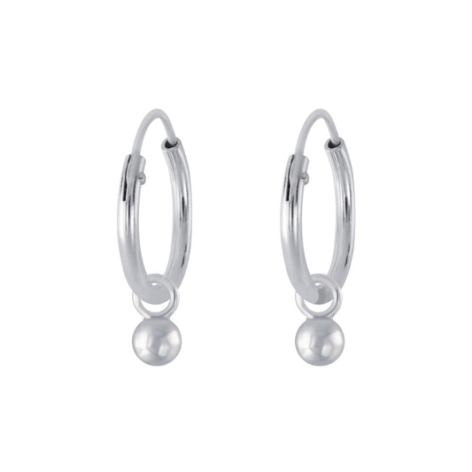 Kinder Creolen 3mm Ball Charm aus 925 Silber