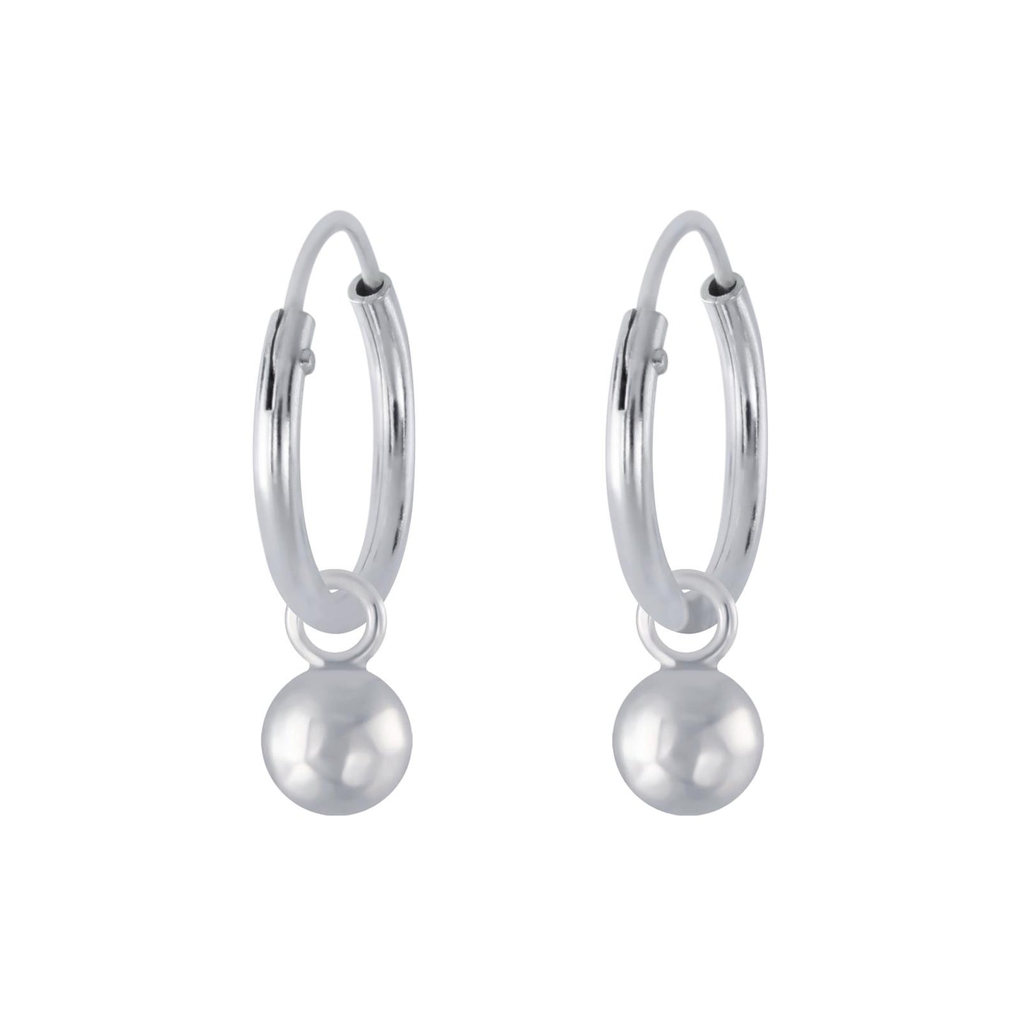 Kinder Creolen 4mm Ball Charm aus 925 Silber