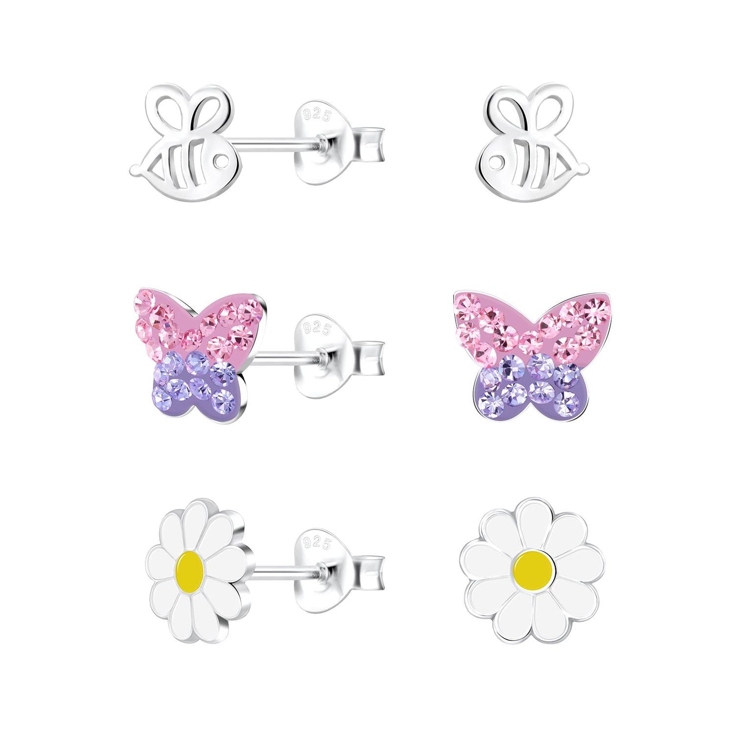 Kinder Ohrringe-Set Natur aus 925 Silber