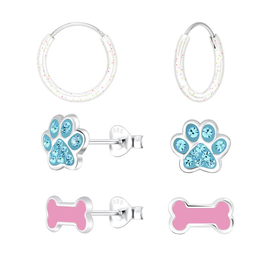 Kinder Ohrringe-Set Hundeliebhaber aus 925 Silber