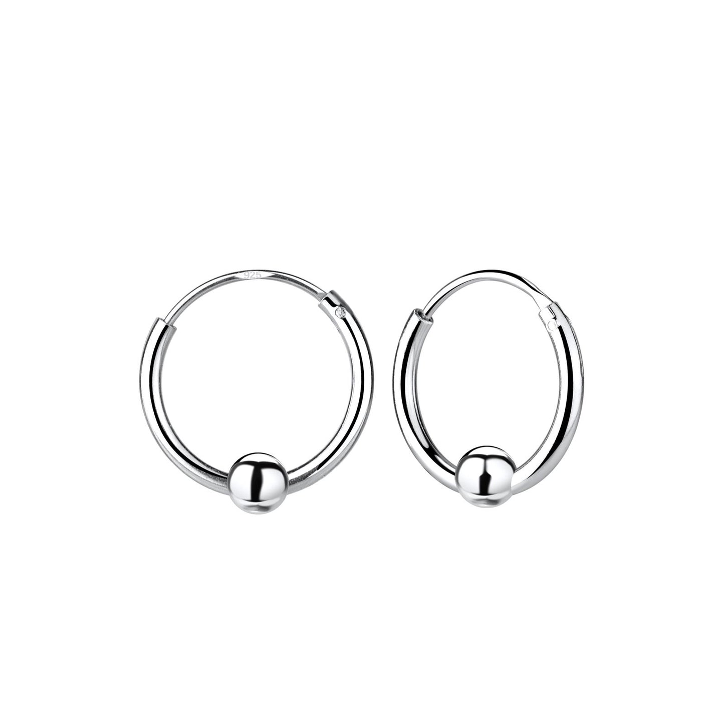 Kinder Creolen 12mm Ball aus 925 Silber