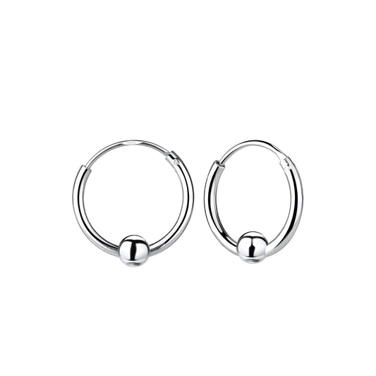 Kinder Creolen 12mm Ball aus 925 Silber