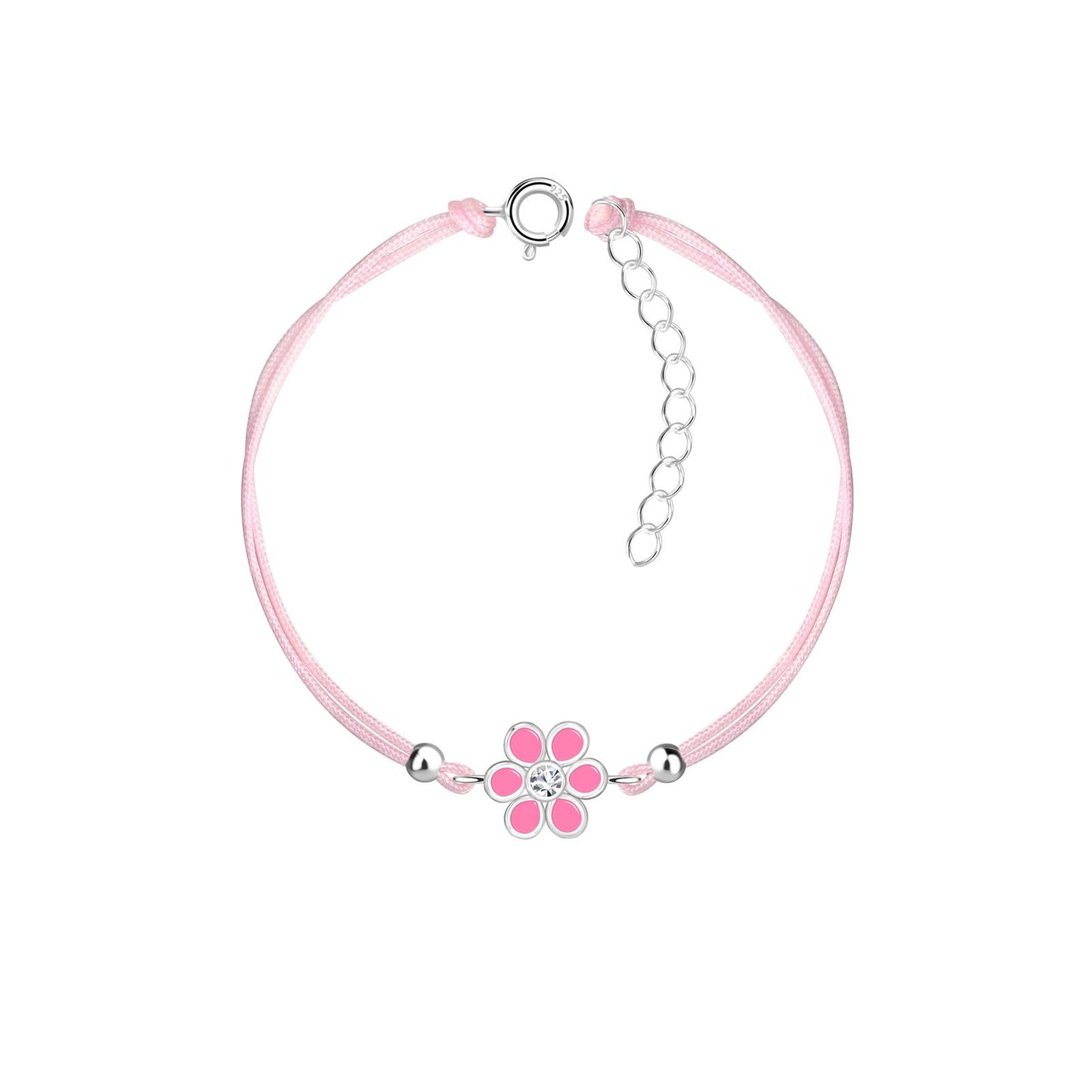 Kinderarmband met bloemenmotief, gemaakt van 925 zilver.