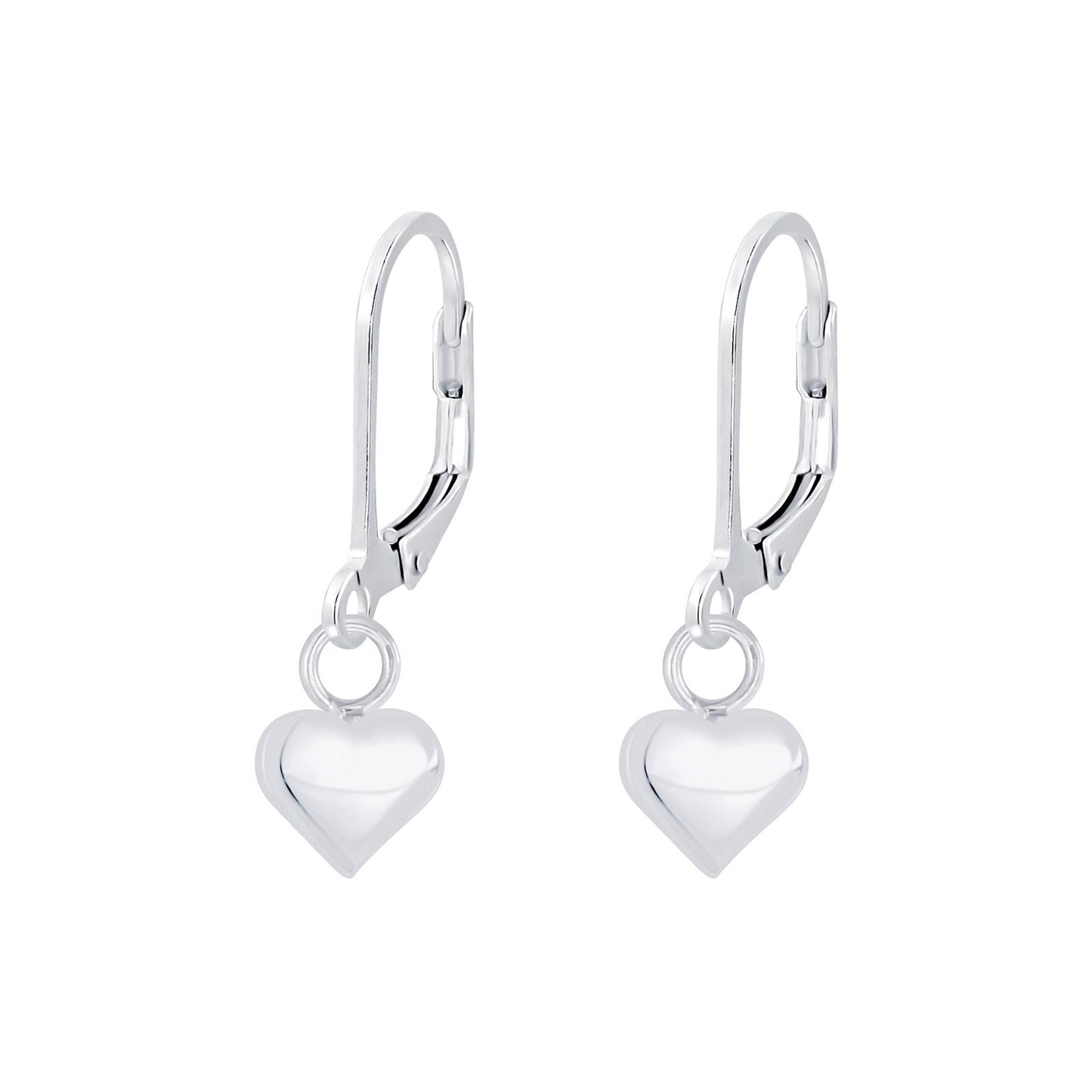 Hartvormige oorbellen voor meisjes, gemaakt van 925 zilver.
