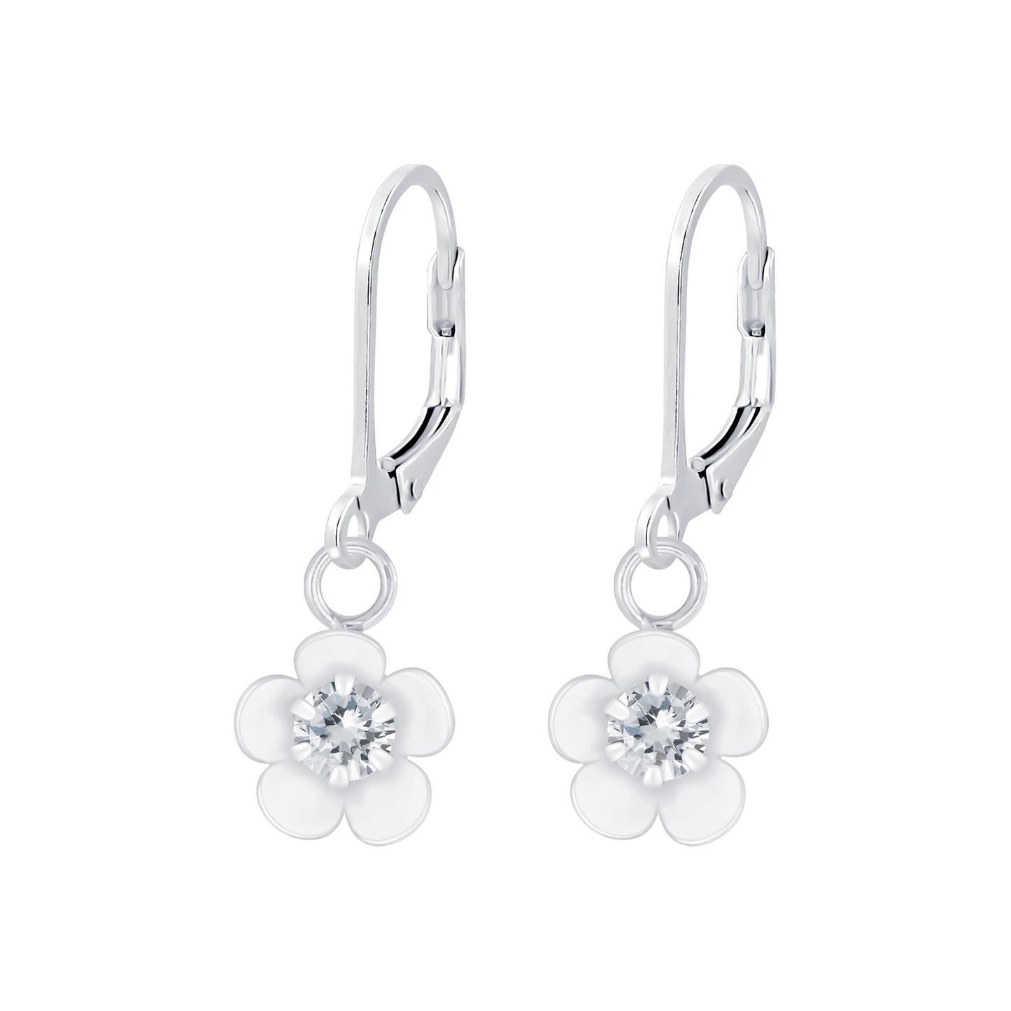 Mädchen Ohrringe Blumen Zirkonia aus 925 Silber
