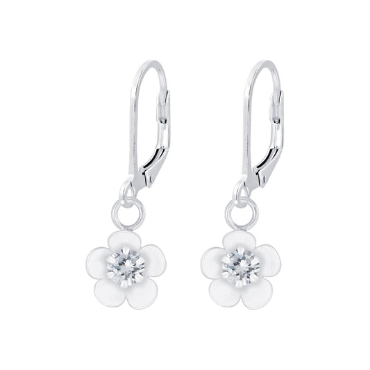 Mädchen Ohrringe Blumen Zirkonia aus 925 Silber