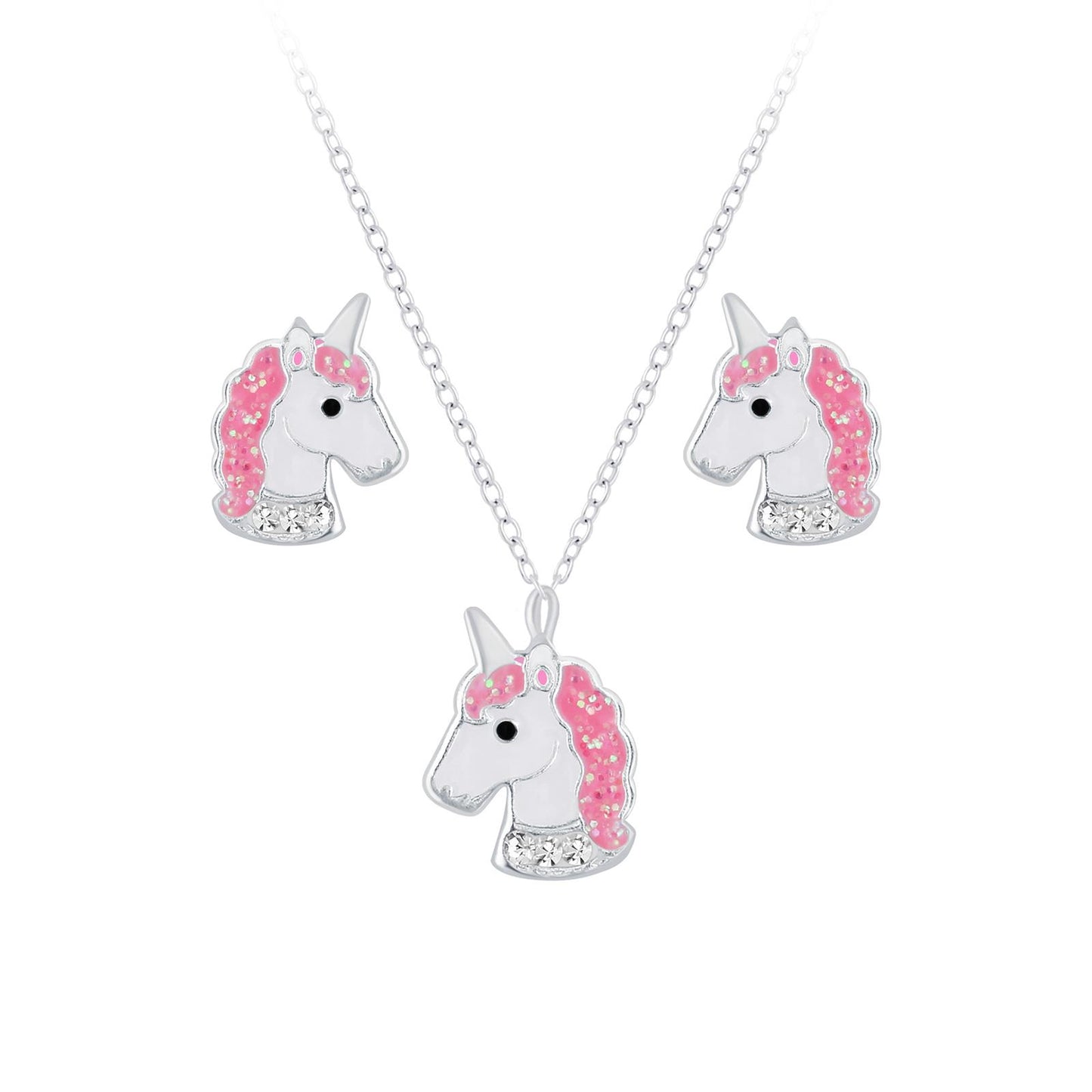 Kinder Halskette & Ohrringe Set Einhorn aus 925 Silber