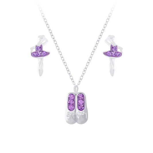 Kinder Halskette & Ohrringe Set Ballerina aus 925 Silber