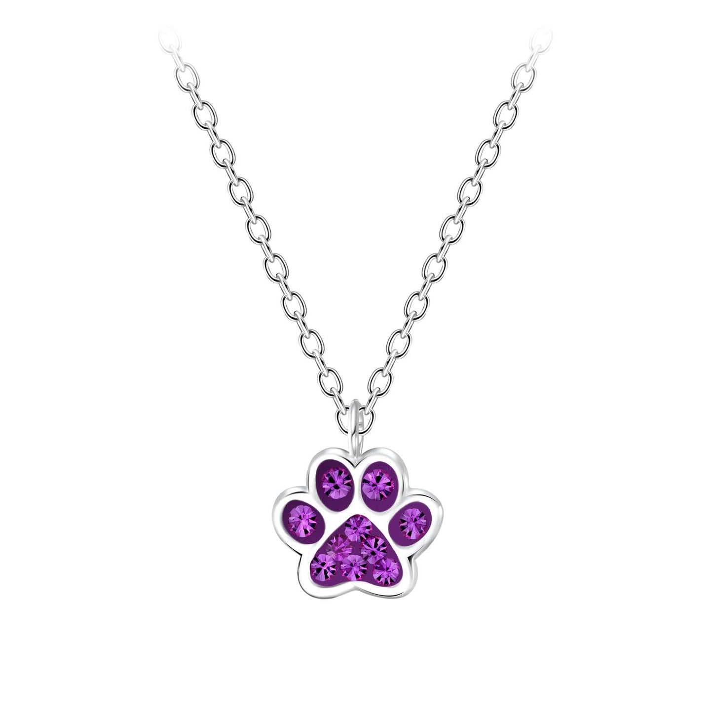 Children's paw print necklace made of 925 silver