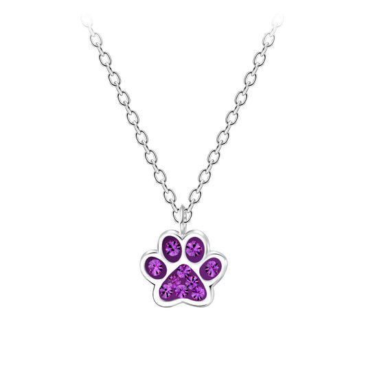 Children's paw print necklace made of 925 silver