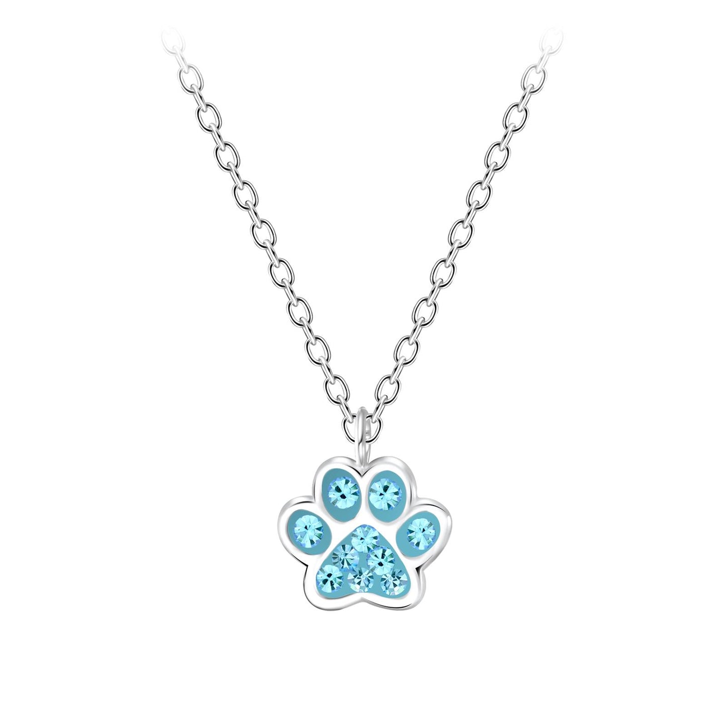 Children's paw print necklace made of 925 silver