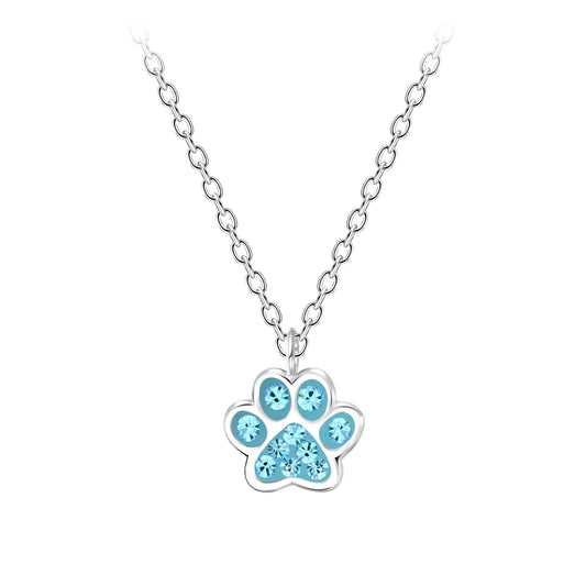 Children's paw print necklace made of 925 silver