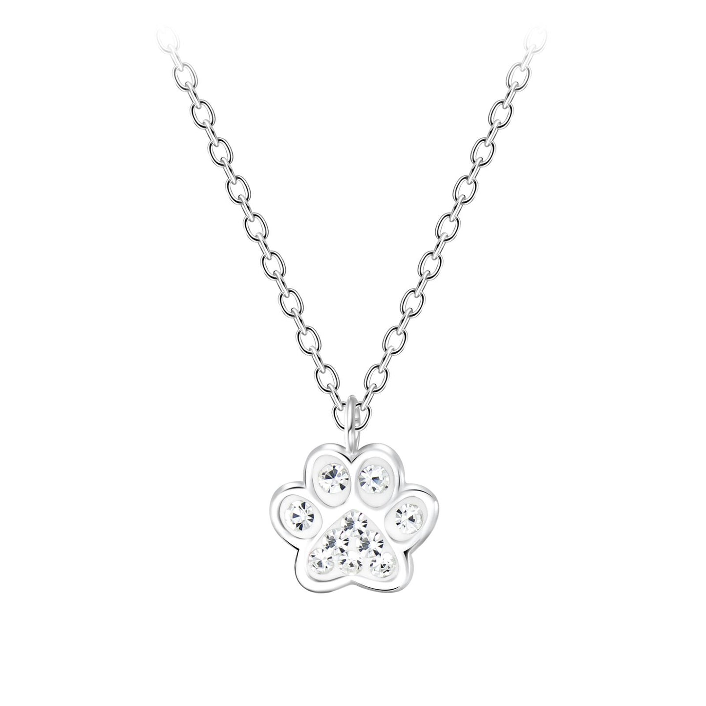 Children's paw print necklace made of 925 silver