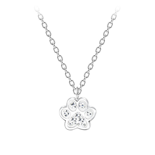 Children's paw print necklace made of 925 silver