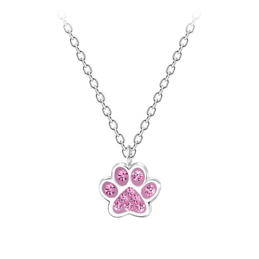 Children's paw print necklace made of 925 silver