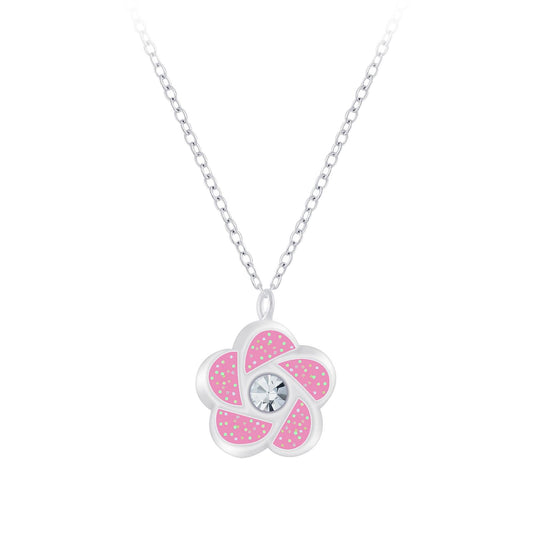 Children's necklace with flowers made of 925 silver