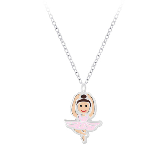 Kinderketting met ballerina-motief, gemaakt van 925 zilver.
