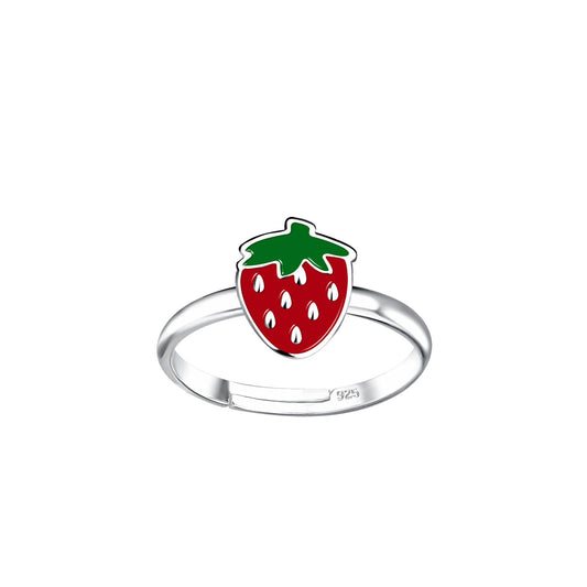 Kinder Ring Erdbeeren aus 925 Silber