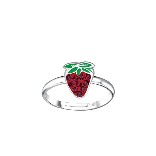 Kinder Ring Erdbeeren aus 925 Silber