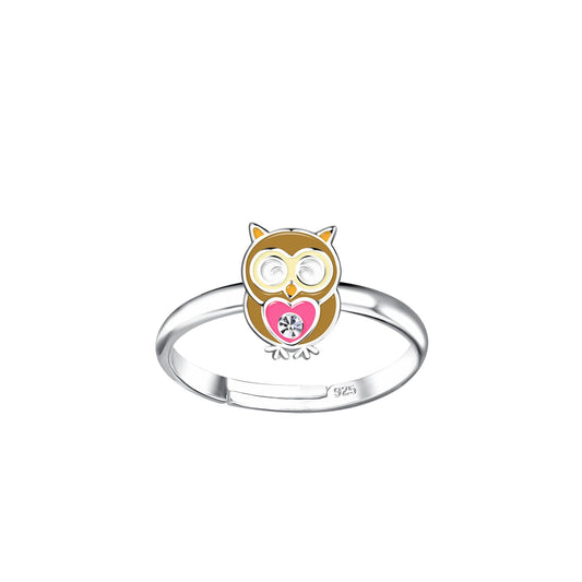 Mädchen Ring Eulen aus 925 Silber