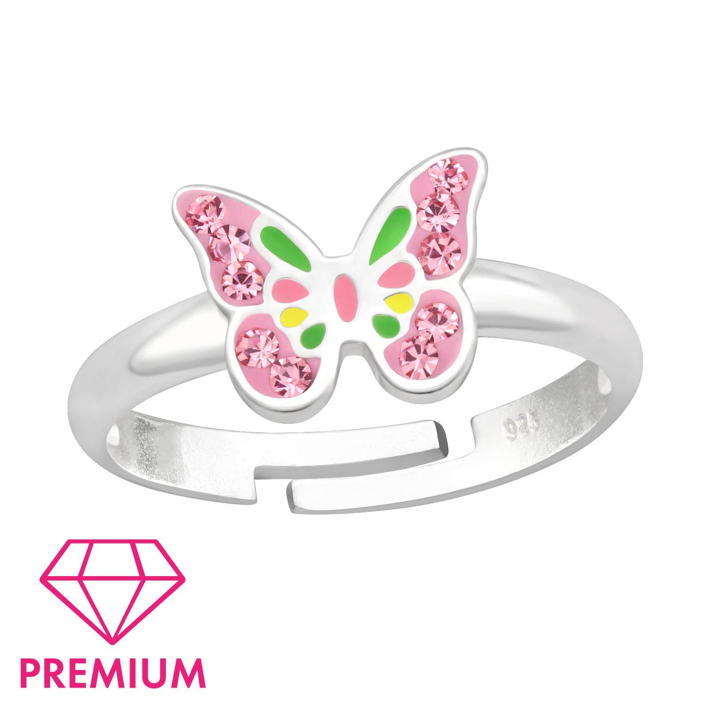 Girls' butterfly ring, size 2.5, made of 925 silver