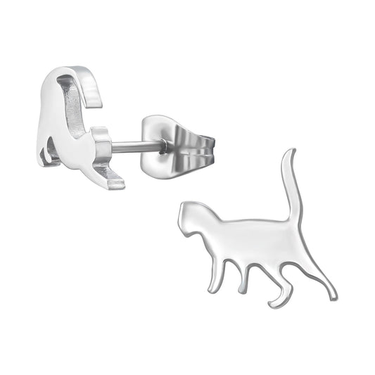 Girls' cat earrings made of surgical steel