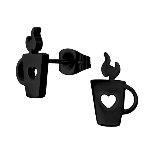 Girls' earrings, coffee cup made of surgical steel