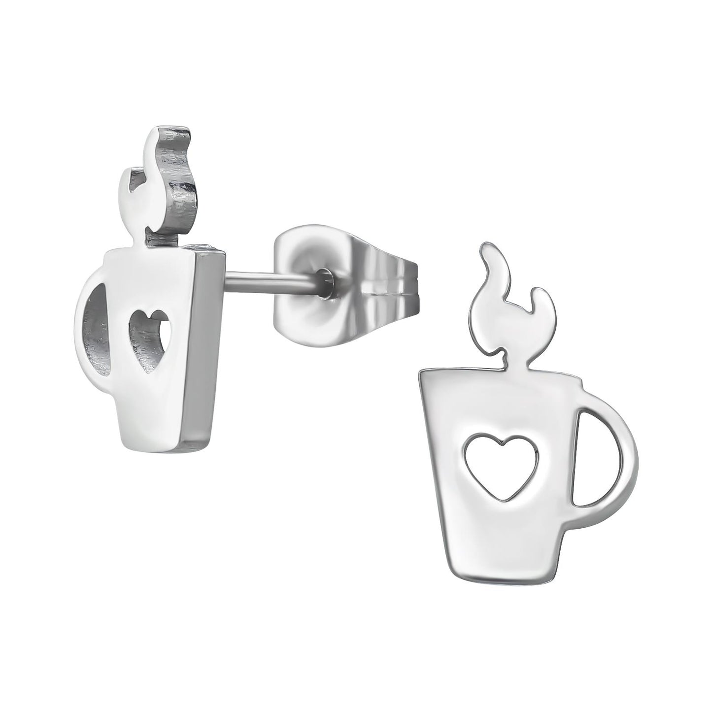 Mädchen Ohrringe Kaffeetasse aus Chirurgenstahl