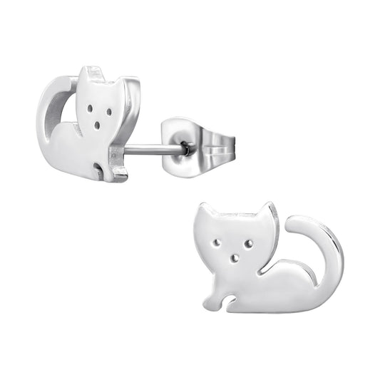 Girls' cat earrings made of surgical steel