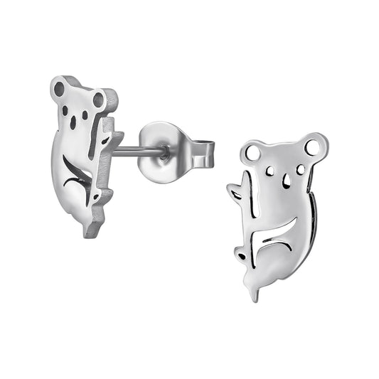 Kinderoorbellen in de vorm van een koala, gemaakt van chirurgisch staal.